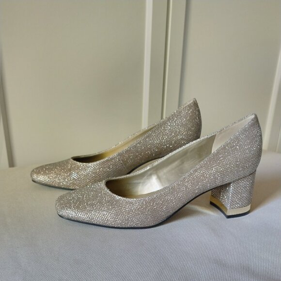 Bandolino Gold Sparkly Claire chunky-heel pumps  EUC - Picture 3 of 11